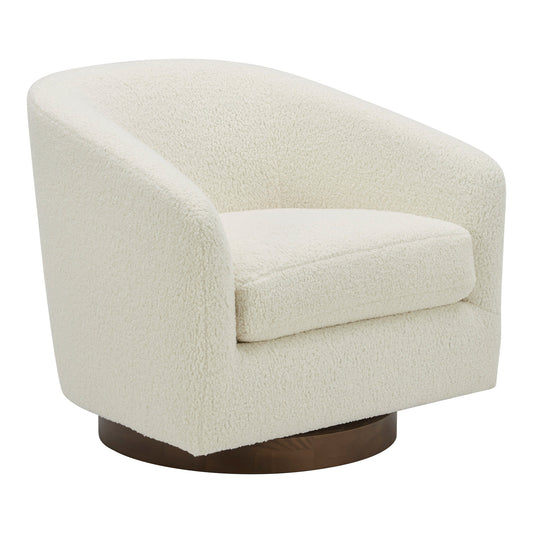  Oscy Vegan Shearling White Swivel Accent Chair Moe' Home