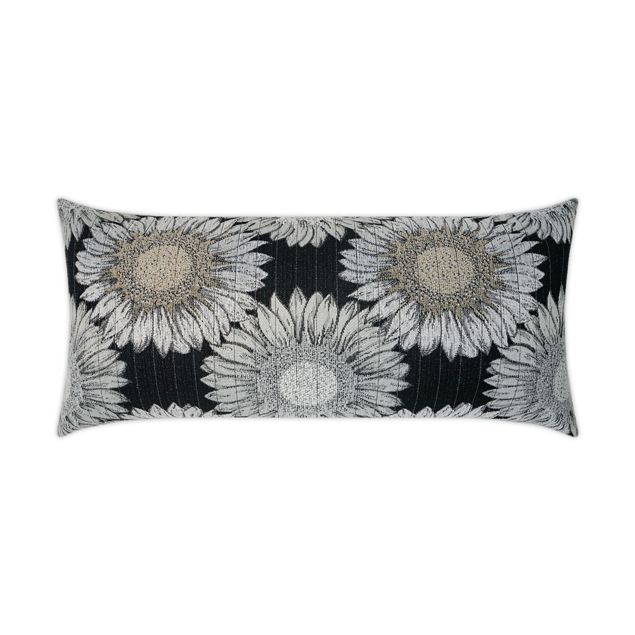 Outdoor Daisy Chain Lumbar Pillow - Black
