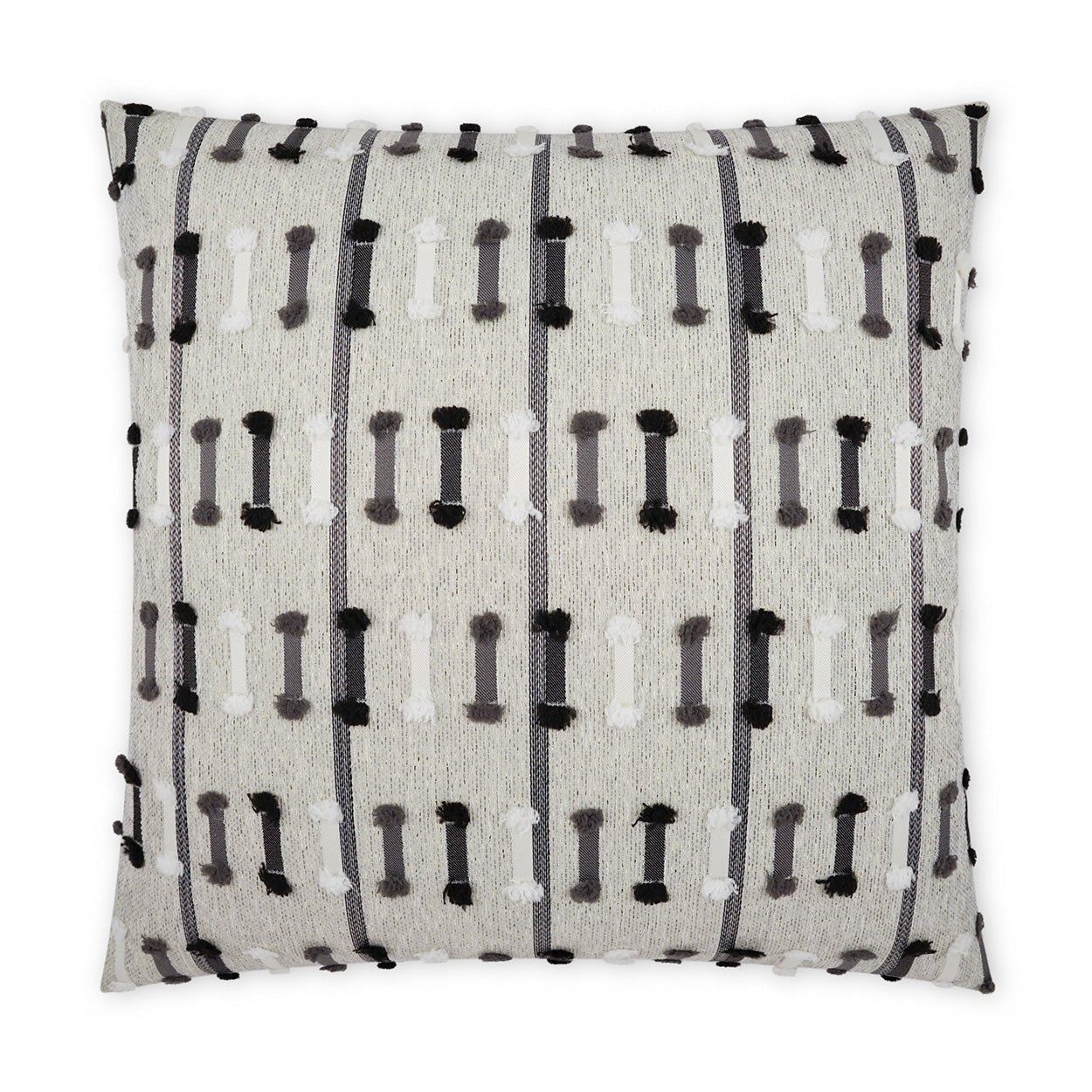 Outdoor Tassel Stripe Pillow - Grey