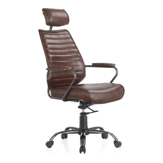 Moe's Home Executive Office Chair Dark Brown Leather