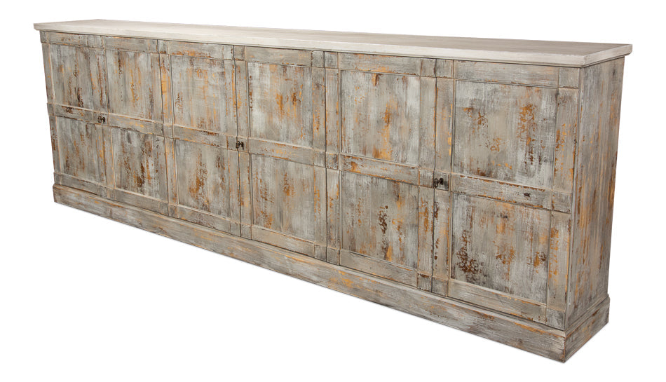 Luciana Wood Doors Buffet 112" Grey Stucco