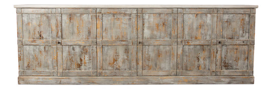 Luciana Wood Doors Buffet 112" Grey Stucco