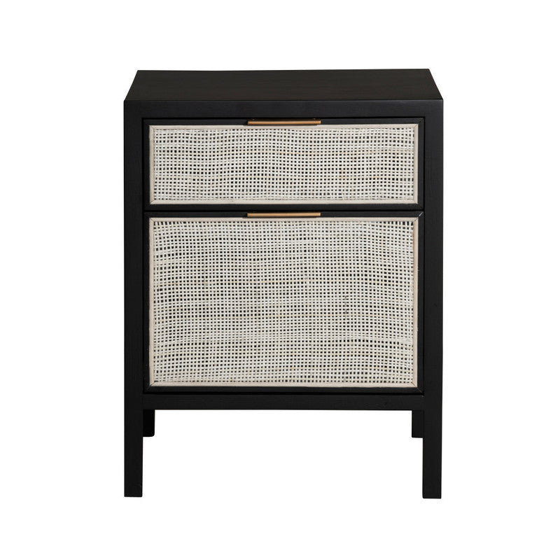 LH Home Rattan Black Side Table with Drawers