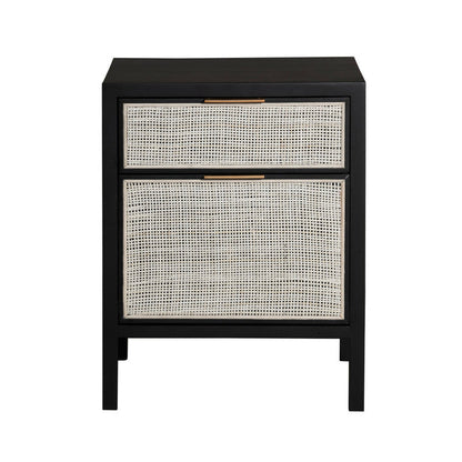 LH Home Rattan Black Side Table with Drawers