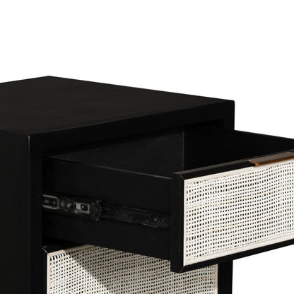 LH Home Rattan Black Side Table with Drawers