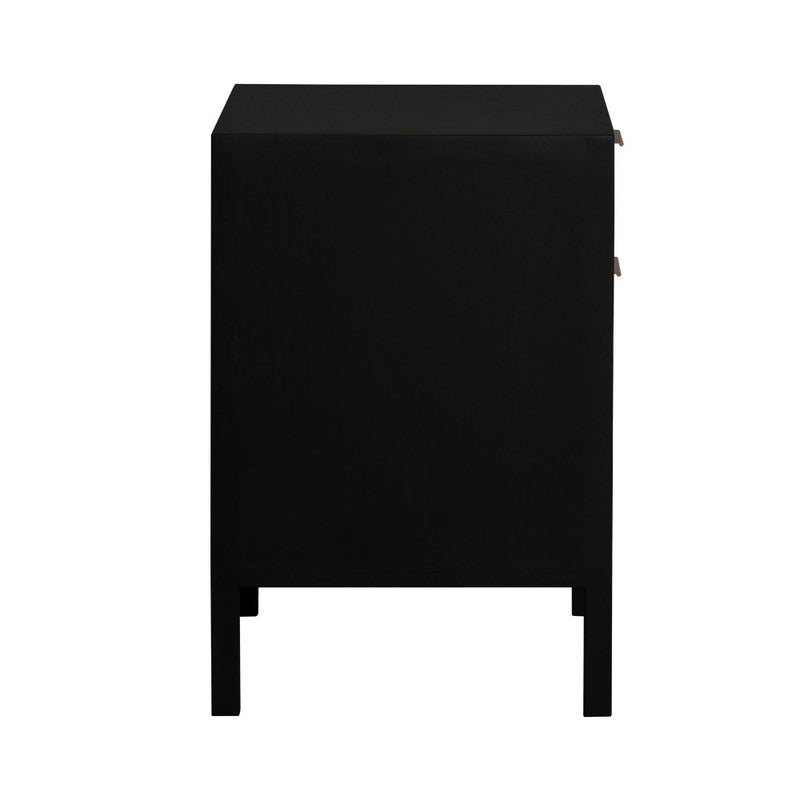 LH Home Rattan Black Side Table with Drawers