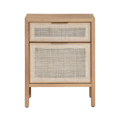 LH Home Rattan Two Drawer Accent Cabinet - Natural Tone Wood