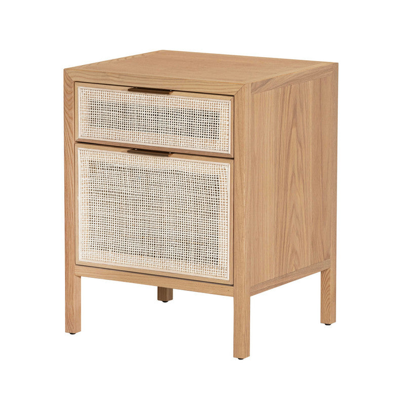 LH Home Rattan Two Drawer Accent Cabinet - Natural Tone Wood