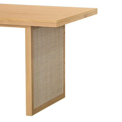 LH Home Rattan Oak Wood Dining Table for 6 People