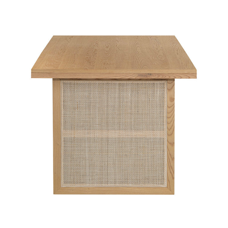 LH Home Rattan Oak Wood Dining Table for 6 People