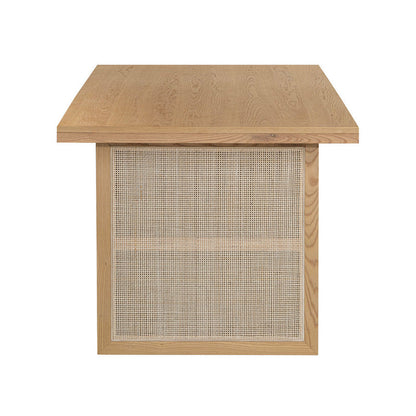 LH Home Rattan Oak Wood Dining Table for 6 People