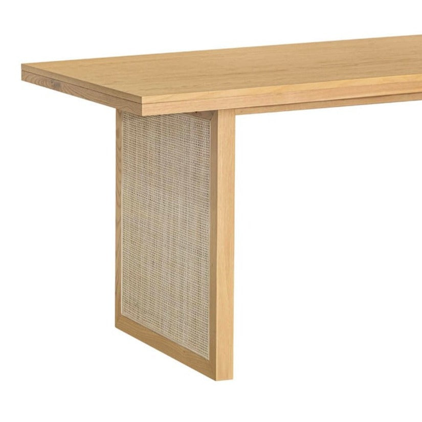 LH Home Rattan Oak Wood Dining Table for 6 People
