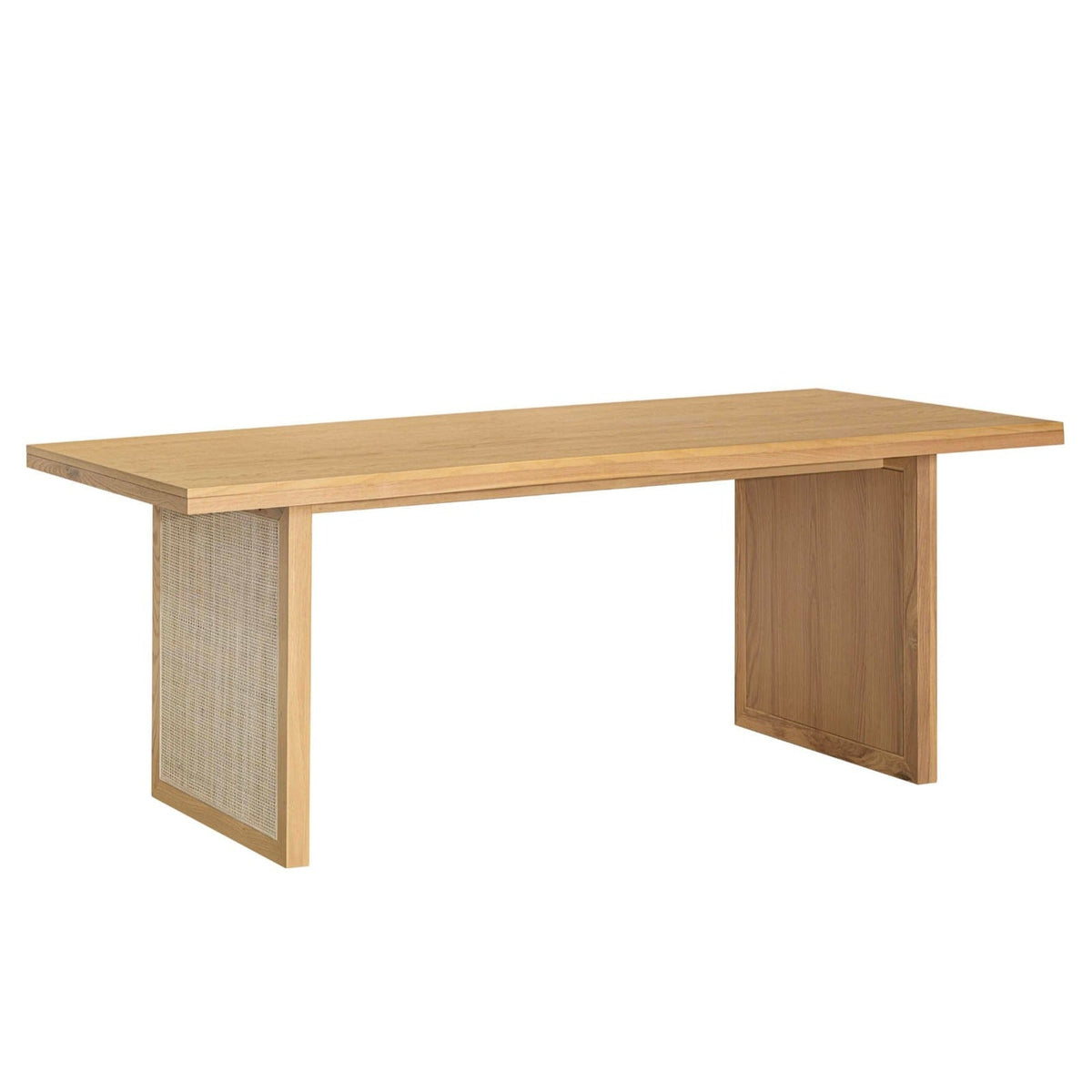 LH Home Rattan Oak Wood Dining Table for 6 People