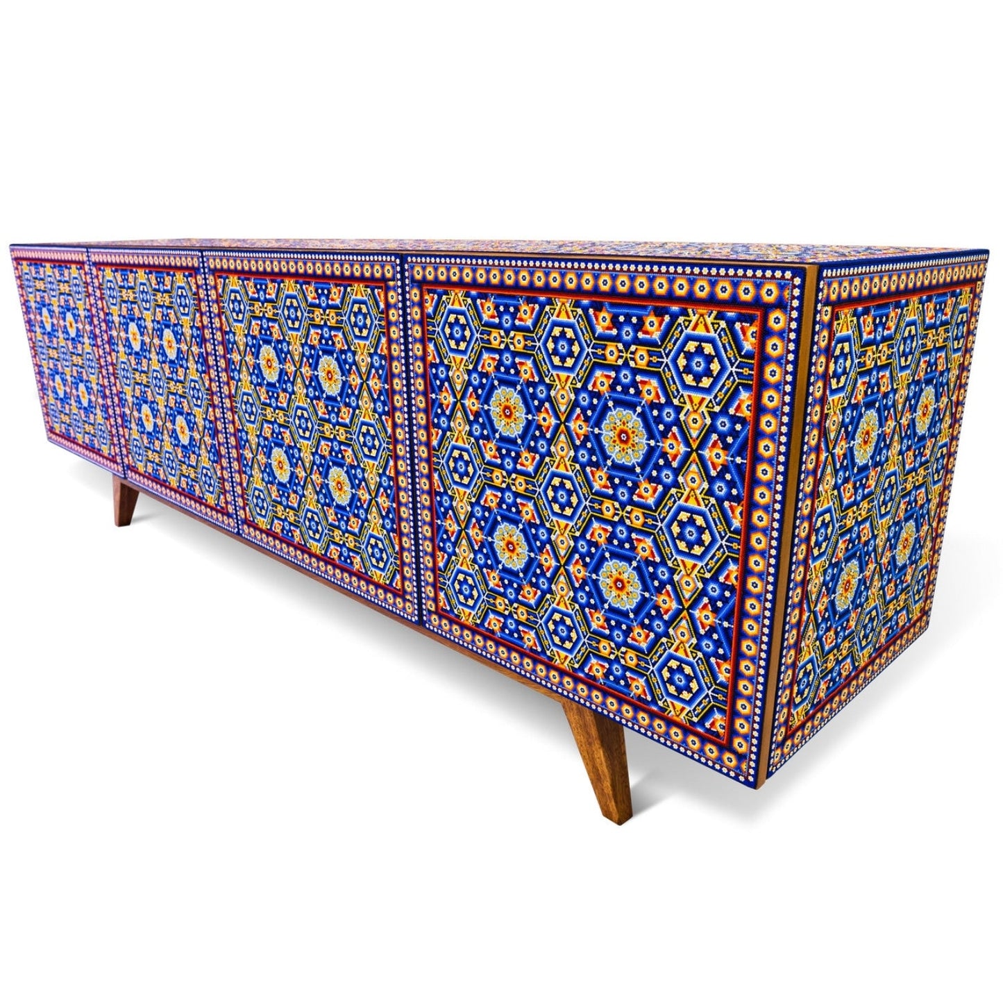 Handmade Unique Beaded Multicolor Beaded Sideboard Cabinet