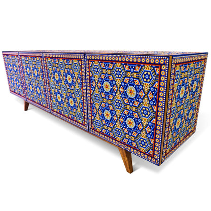 Handmade Unique Beaded Multicolor Beaded Sideboard Cabinet