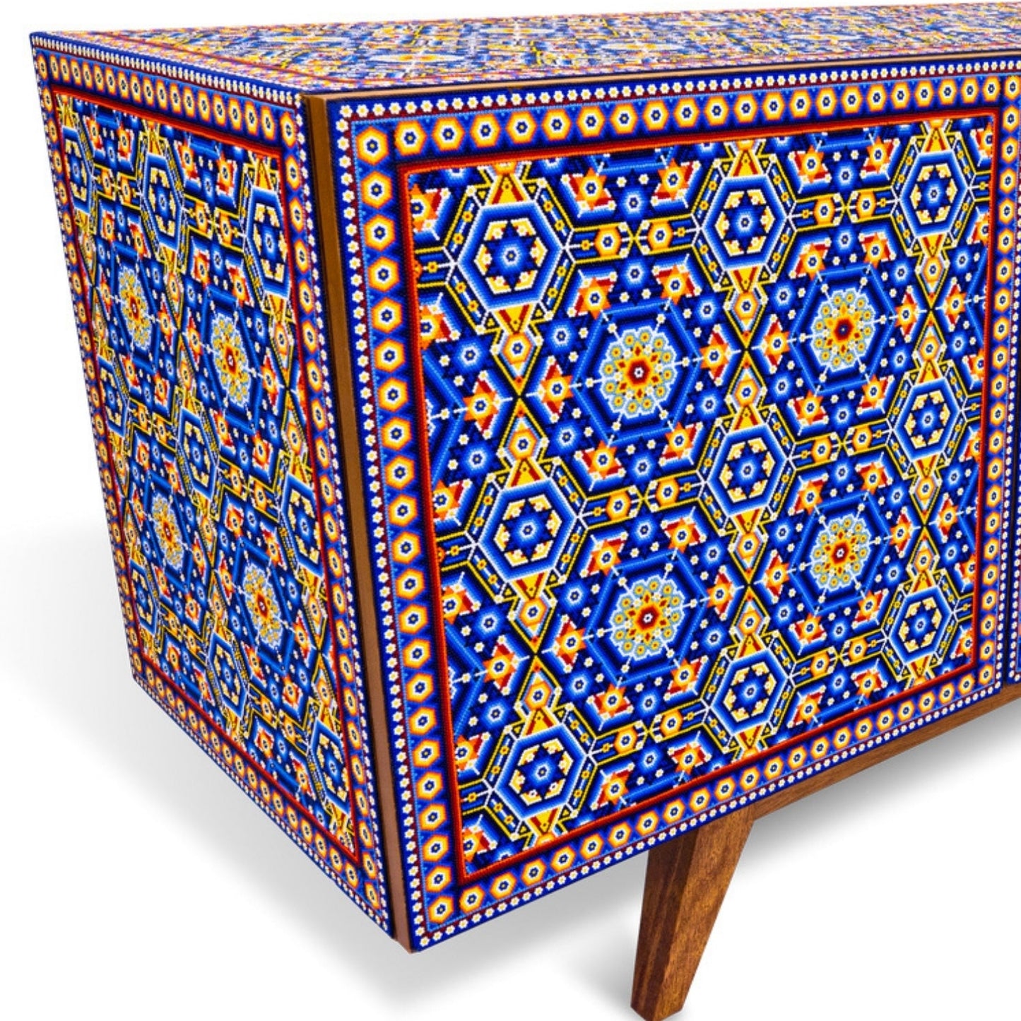 Handmade Unique Beaded Multicolor Beaded Sideboard Cabinet