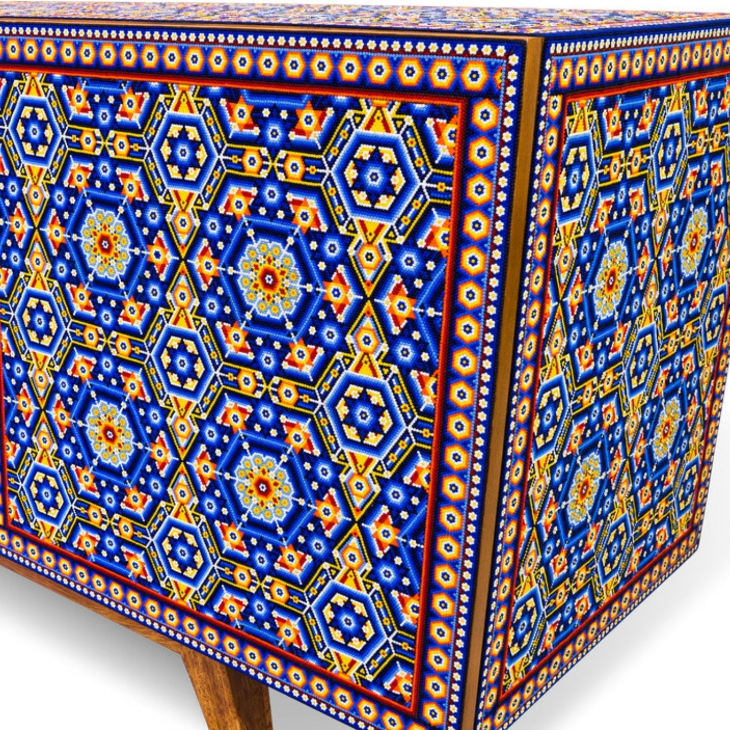 Handmade Unique Beaded Multicolor Beaded Sideboard Cabinet