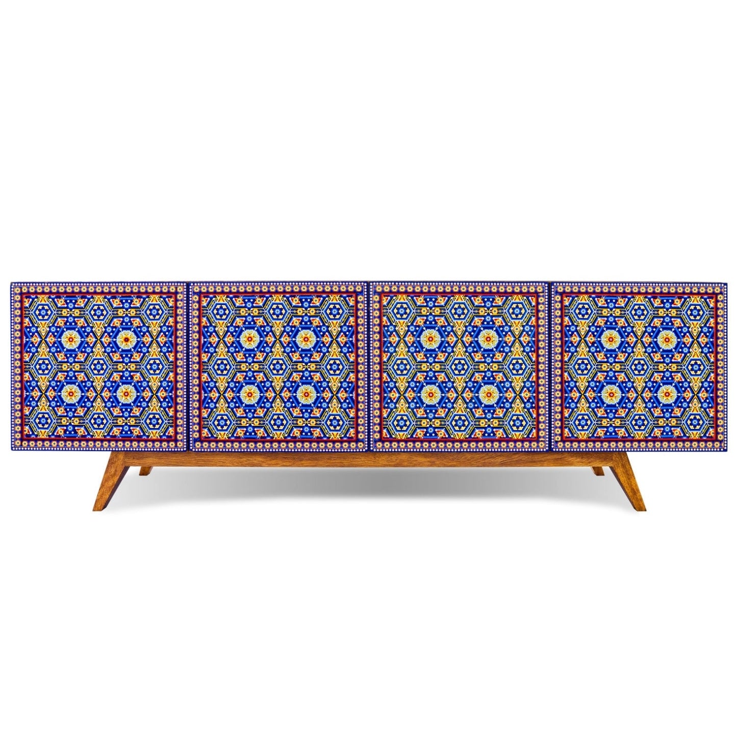 Handmade Unique Beaded Multicolor Beaded Sideboard Cabinet