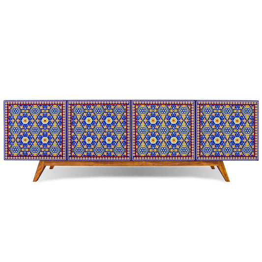 Handmade Unique Beaded Multicolor Beaded Sideboard Cabinet