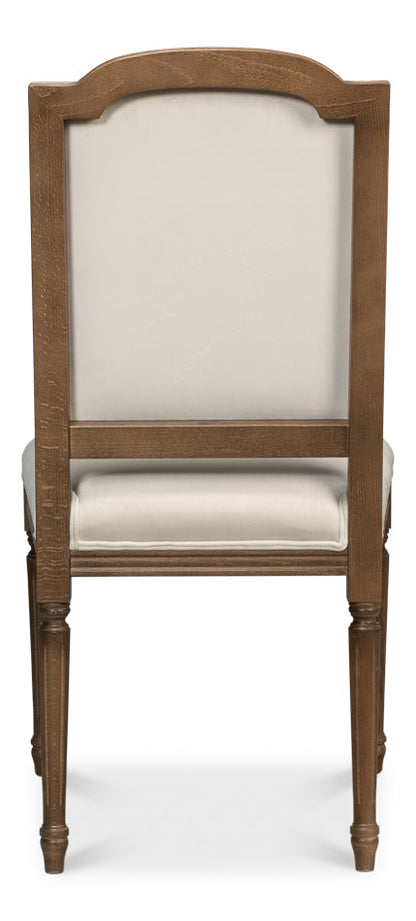 Louis Xvi Dining Side Chair Driftwood Ivory Linen