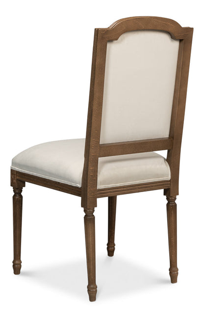 Louis Xvi Dining Side Chair Driftwood Ivory Linen