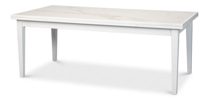 Rectangular White Extension Dining Table Seats 10 People