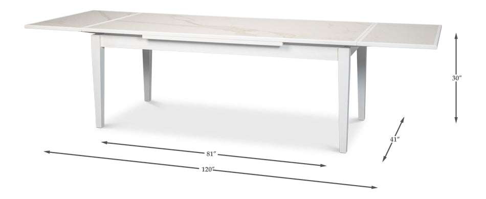 Rectangular White Extension Dining Table Seats 10 People