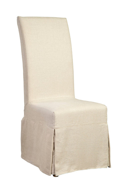 Linen Floor Length Slip Covered Parsons Chair Set Of 2