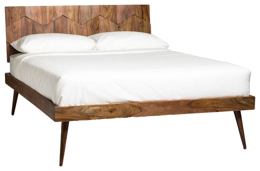 O2 Wooden King Bed Frame Brown Natural Mid-Century Modern