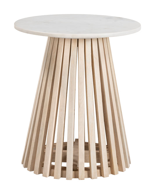 Mazara Side Table White & Natural