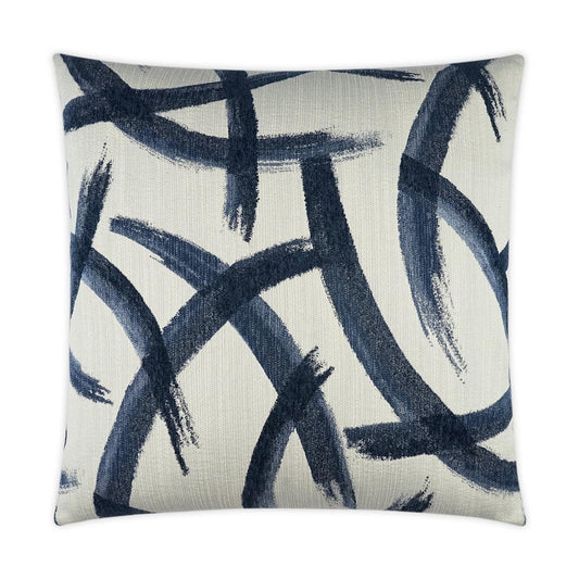 Enso Indigo Abstract Blue Navy Large Throw Pillow With Insert Throw Pillows LOOMLAN By D.V. Kap