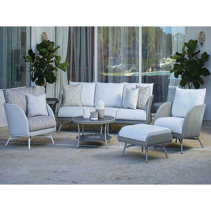 Essence 20" Round End Table with Taupe Glass Outdoor Side Tables LOOMLAN By Lloyd Flanders