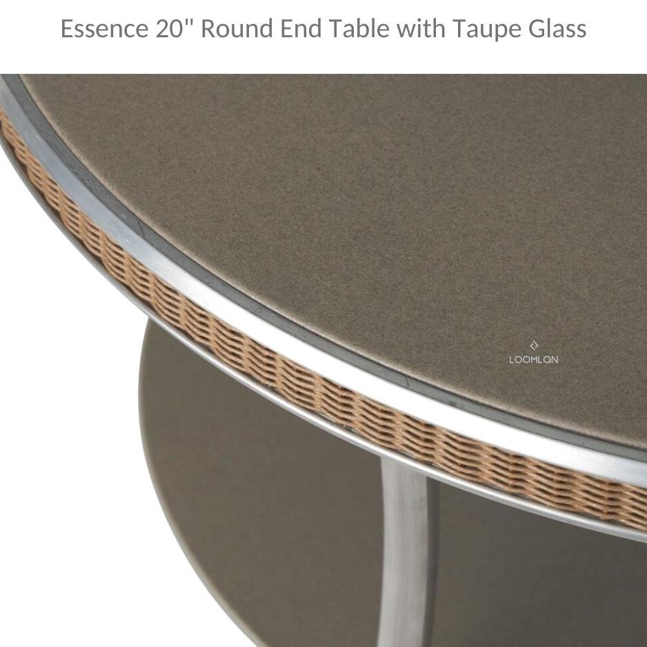 Essence 20" Round End Table with Taupe Glass Outdoor Side Tables LOOMLAN By Lloyd Flanders