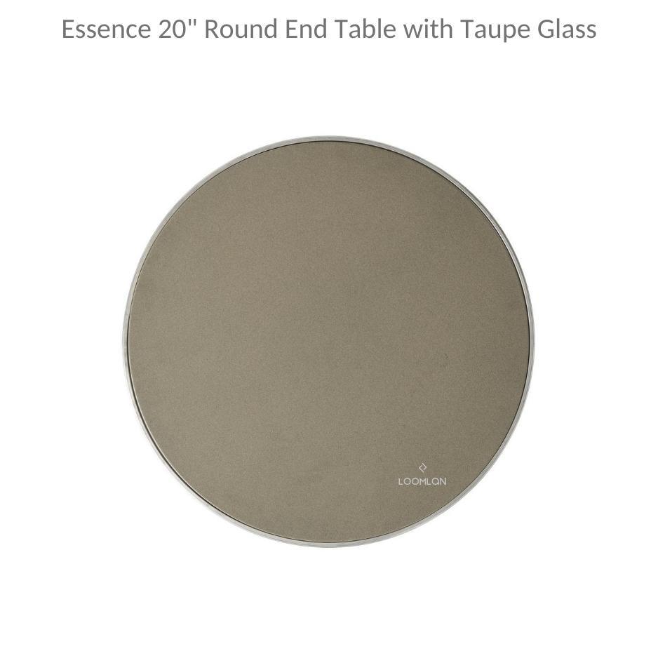 Essence 20" Round End Table with Taupe Glass Outdoor Side Tables LOOMLAN By Lloyd Flanders