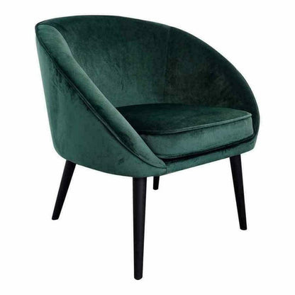 Farah Forest Green Velvet Barrel Chair Black Wood Legs Club Chairs LOOMLAN By Moe's Home