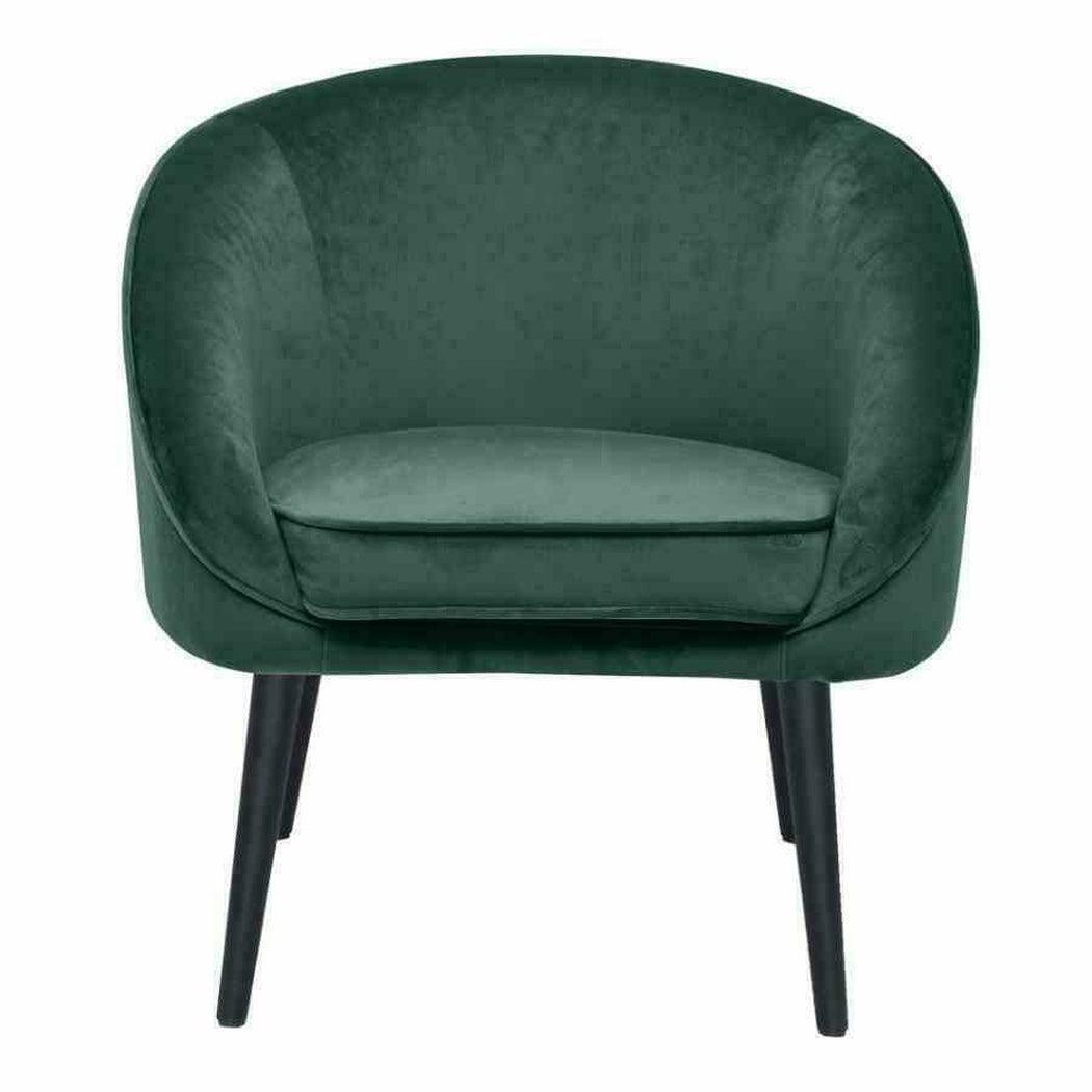 Farah Forest Green Velvet Barrel Chair Black Wood Legs Club Chairs LOOMLAN By Moe's Home