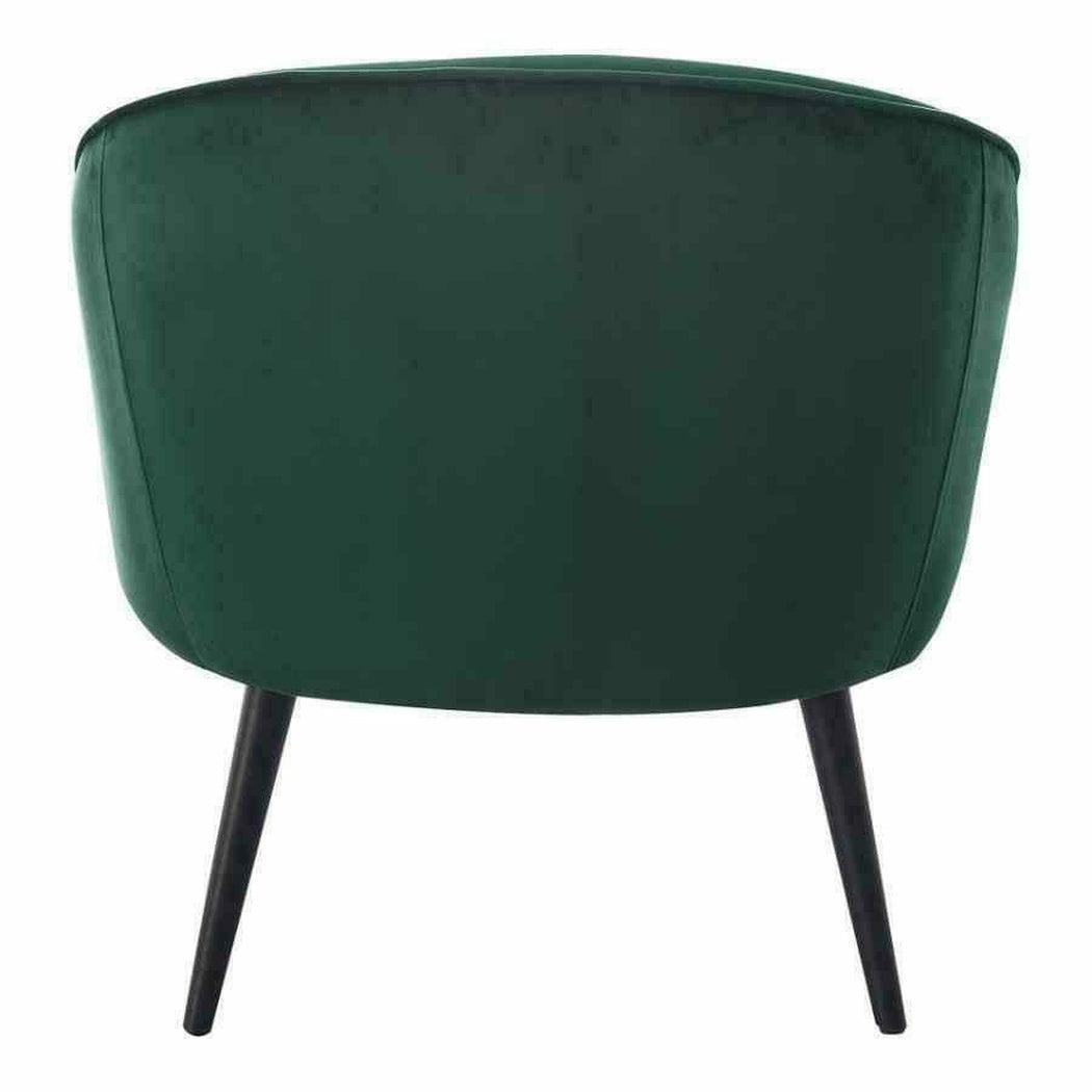 Farah Forest Green Velvet Barrel Chair Black Wood Legs Club Chairs LOOMLAN By Moe's Home