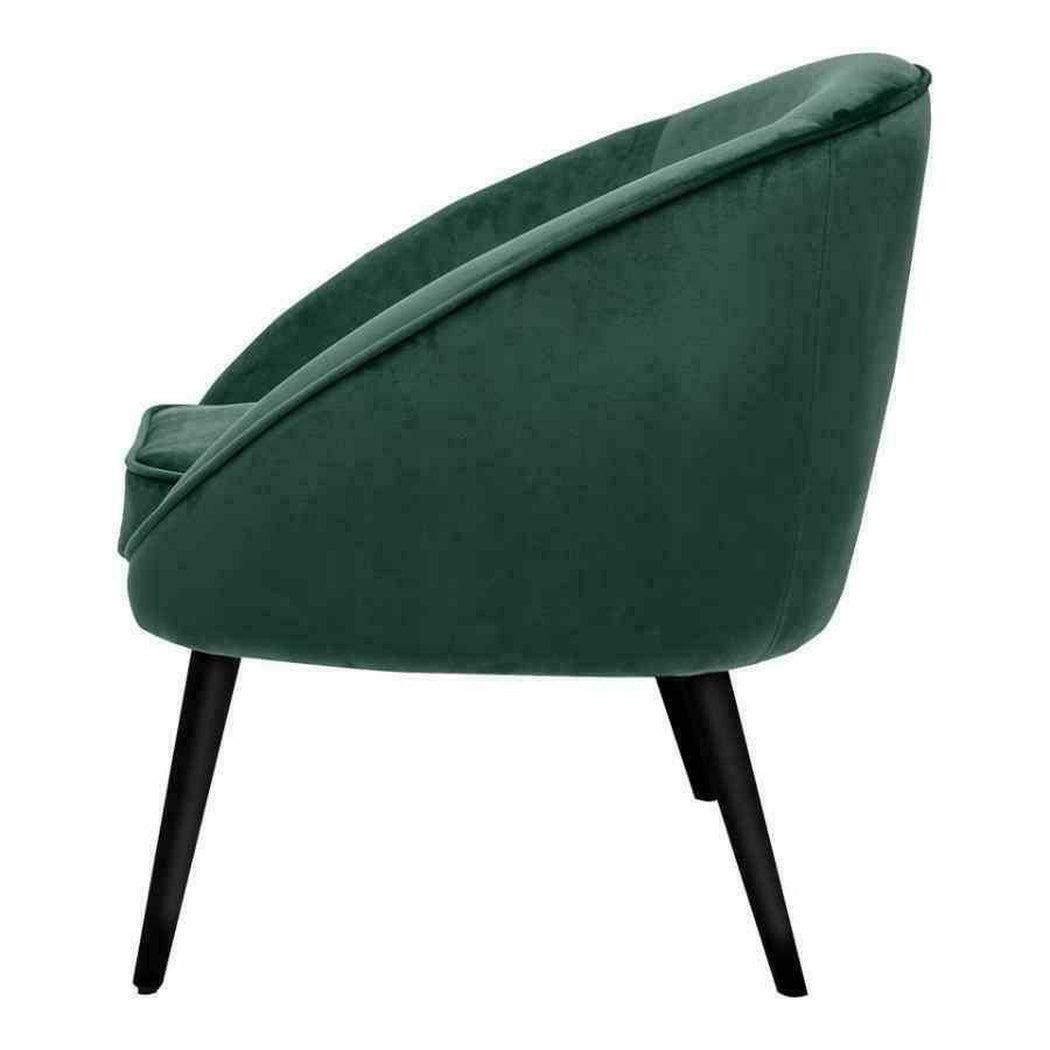 Farah Forest Green Velvet Barrel Chair Black Wood Legs Club Chairs LOOMLAN By Moe's Home