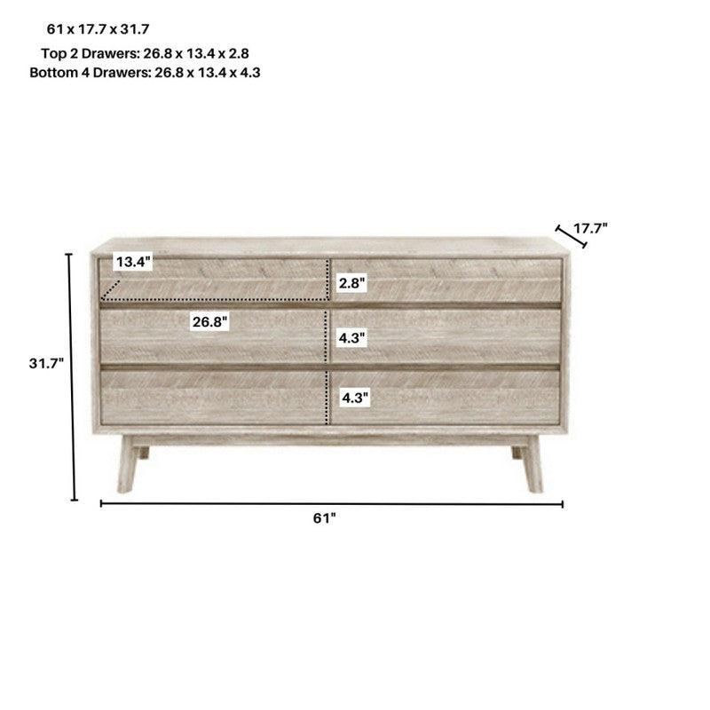 Gia 6 Drawer Dresser Dressers LOOMLAN By LHImports