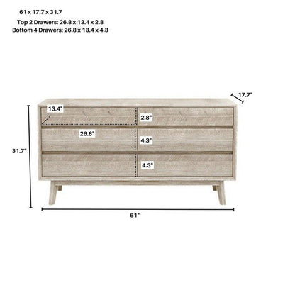 Gia 6 Drawer Dresser Dressers LOOMLAN By LHImports