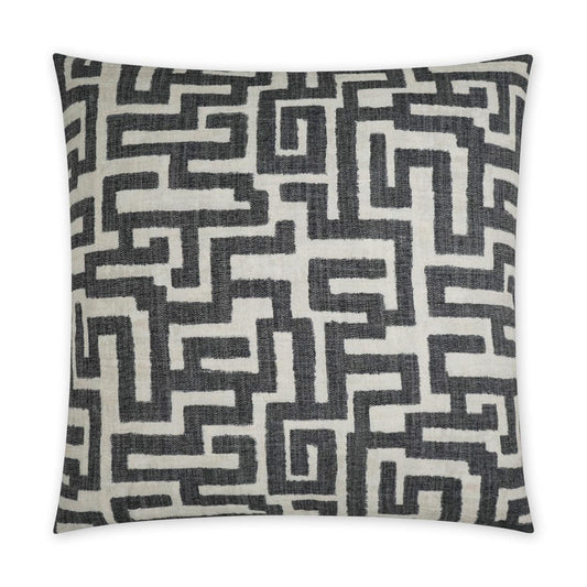 Giotto Black Global Geometric Black Large Throw Pillow With Insert Throw Pillows LOOMLAN By D.V. Kap