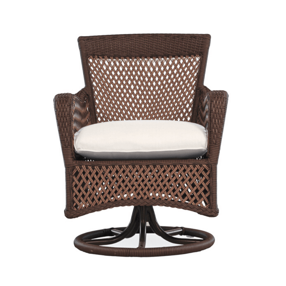 Grand Traverse Patio Swivel Dining Armchair With Sunbrella Cushions Outdoor Dining Chairs LOOMLAN By Lloyd Flanders