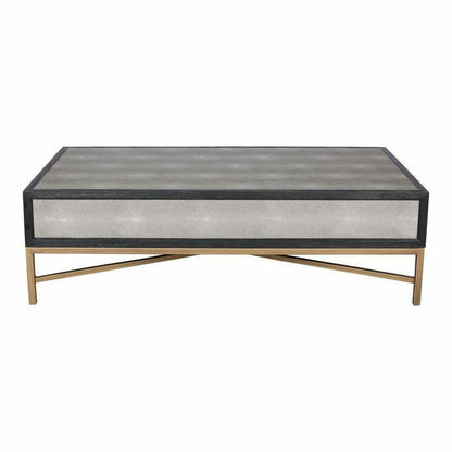 Grey Shagreen Gold Accents Retro Coffee Table With Drawers Coffee Tables LOOMLAN By Moe's Home