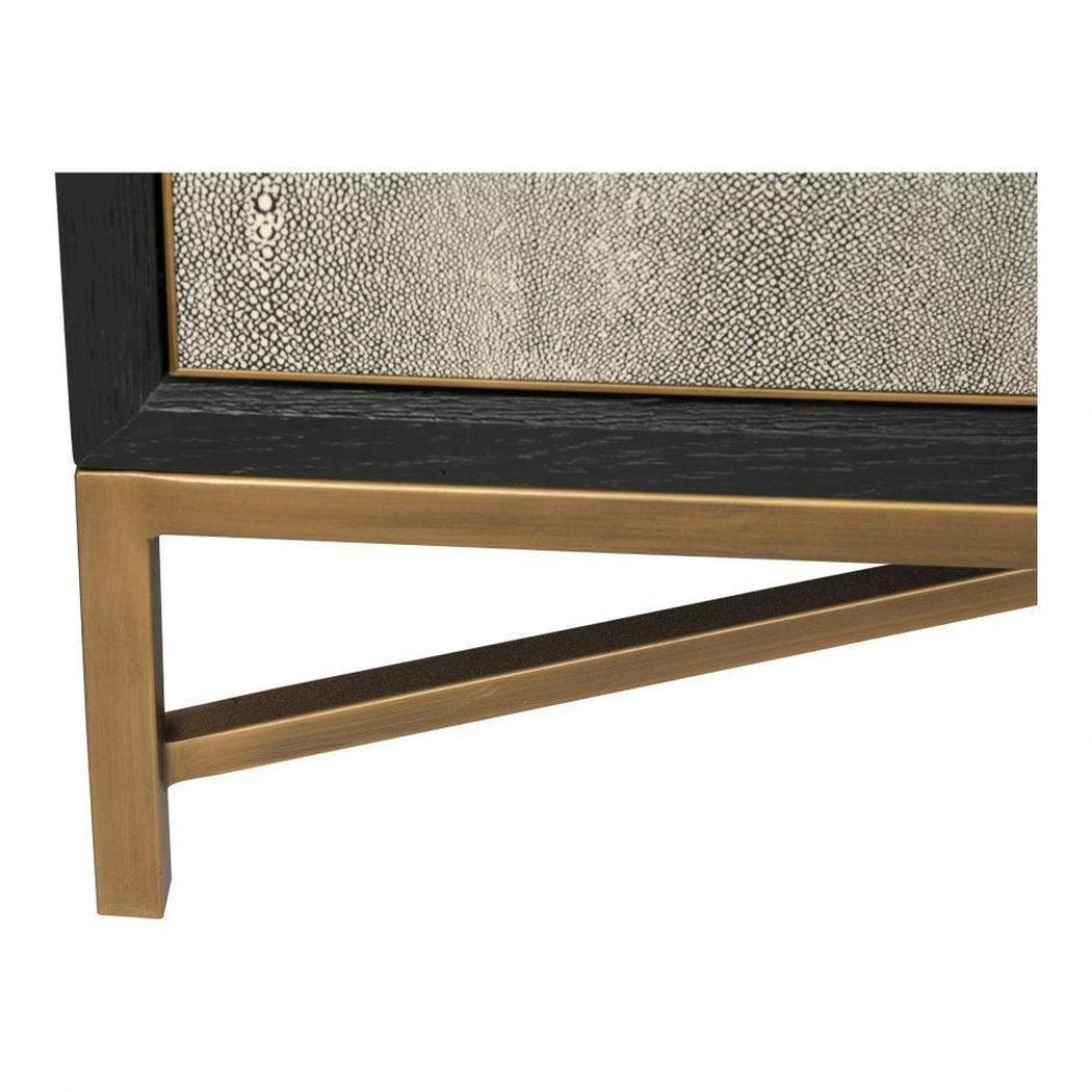 Grey Shagreen Gold Accents Retro Coffee Table With Drawers Coffee Tables LOOMLAN By Moe's Home