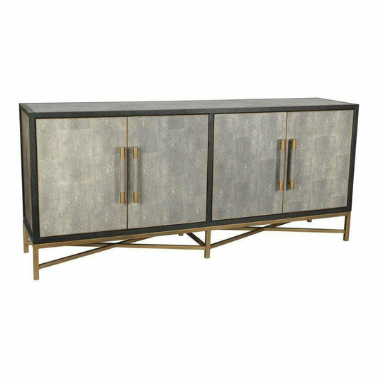 Grey Shagreen Gold Accents Retro Sideboard on Stand Sideboards LOOMLAN By Moe's Home