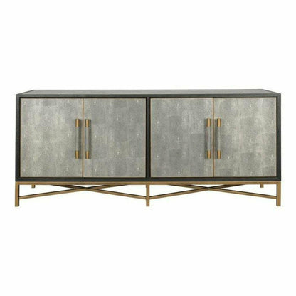 Grey Shagreen Gold Accents Retro Sideboard on Stand Sideboards LOOMLAN By Moe's Home