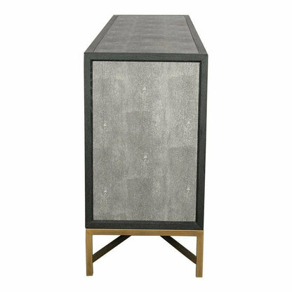 Grey Shagreen Gold Accents Retro Sideboard on Stand Sideboards LOOMLAN By Moe's Home