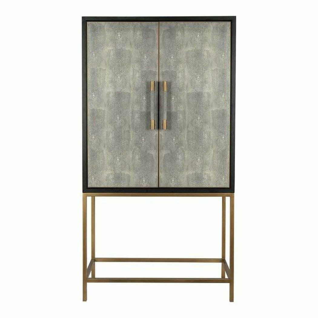 Grey Shagreen Retro Bar Tall Home Bar Cabinet on Stand Home Bar Cabinets LOOMLAN By Moe's Home