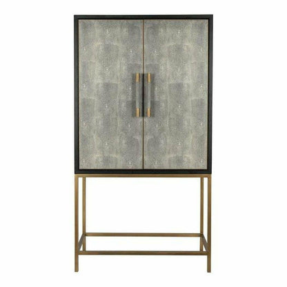 Grey Shagreen Retro Bar Tall Home Bar Cabinet on Stand Home Bar Cabinets LOOMLAN By Moe's Home