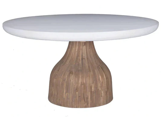 Halo Pedestal Base Indoor - Outdoor 60'' Round Dining Table White Outdoor Dining Tables LOOMLAN By Artesia